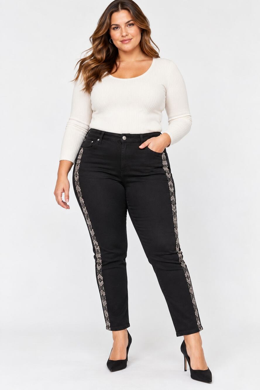 Lauren Ralph Lauren Beaded Skinny Jeans Size 14 Black High Rise NWT $195